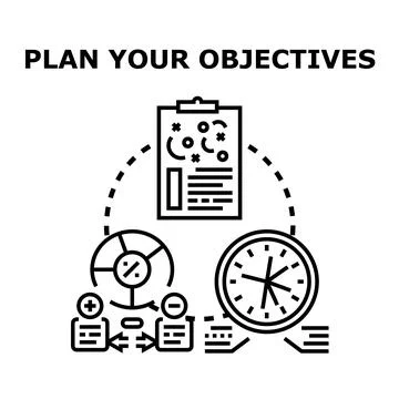 Planning objectives strategy goal management concept Stock Illustration
