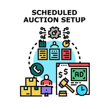 Planning online auction creating digital advertising strategy Stock Illustration