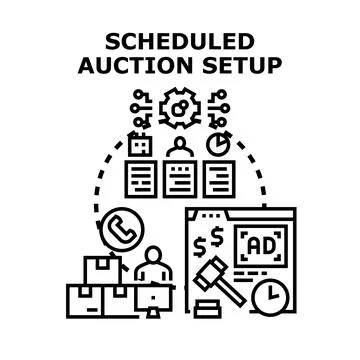 Planning online auction creating digital advertising strategy Stock Illustration