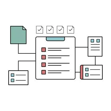 Planning organize projects concept, outline fill minimal style, vector illu.. イラスト素材