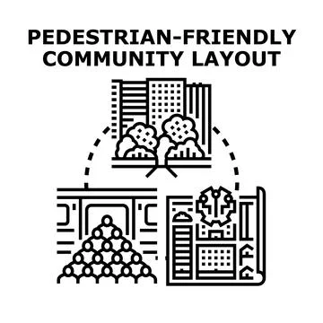 Planning pedestrian friendly community layout for urban development Ilustración de archivo