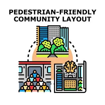 Planning pedestrian friendly community layout for urban development Ilustración de archivo