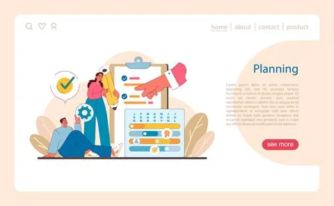 Planning phase in IT project management. Detailed depiction of strategic イラスト素材