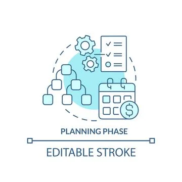 Planning phase turquoise concept icon Stock Illustration