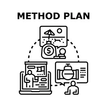 Planning process for business strategy development and goal achieving Stock Illustration