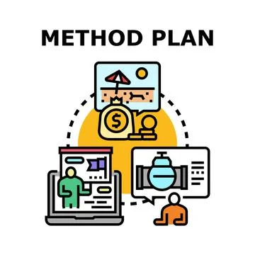 Planning process for business strategy development and goal achieving Stock Illustration