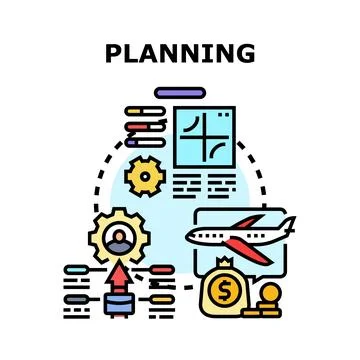 Planning process developing strategy and project management Illustrazione stock
