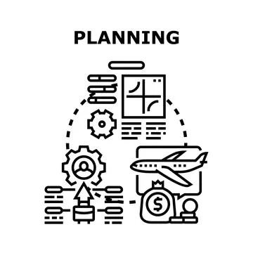 Planning process developing strategy and project management Stock Illustration
