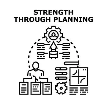 Planning process driving successful business strategy development Stock Illustration