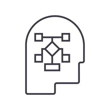 Planning process head linear icon, sign, symbol, vector on isolated background Stock Illustration