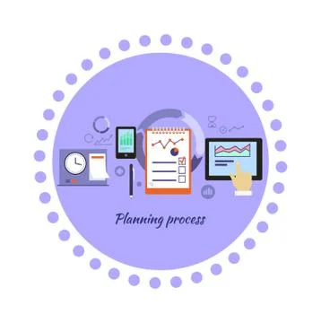 Planning Process Icon Flat Design Stock Illustration