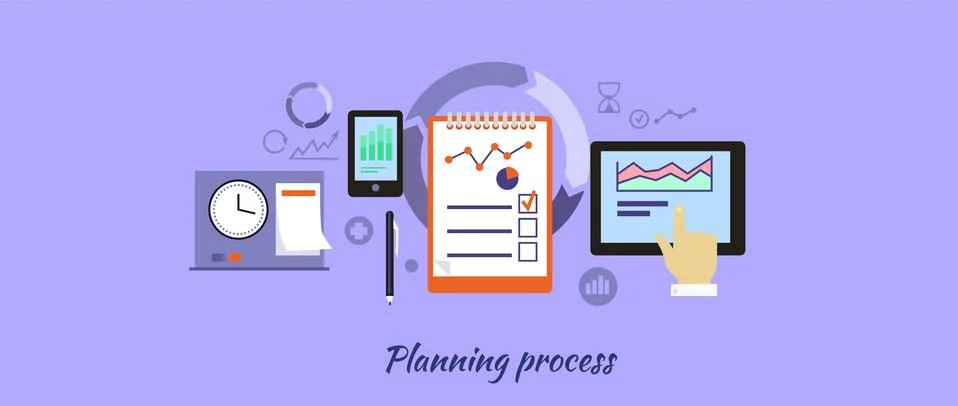 Planning Process Icon Flat Design Stock Illustration