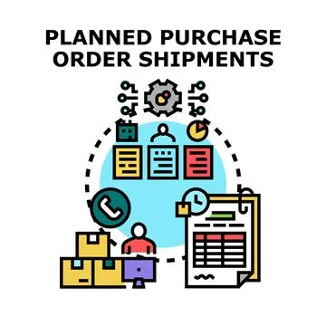 Planning purchase orders shipments logistics management process Stock Illustration