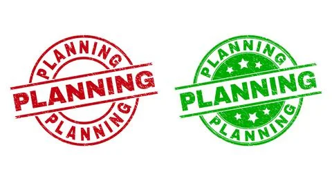 PLANNING Round Stamp Seals Using Unclean Style Stock Illustration