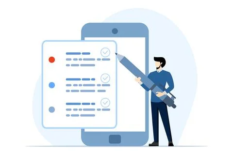 Planning schedule concept. characters make work planning. Stock Illustration