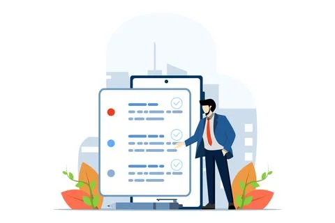 Planning schedule concept. characters make work planning. Stock Illustration