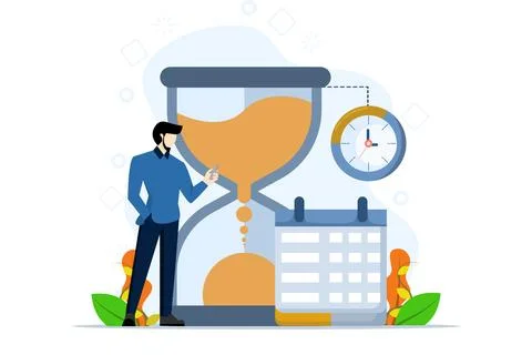 Planning schedule concept. characters make work planning. Stock Illustration