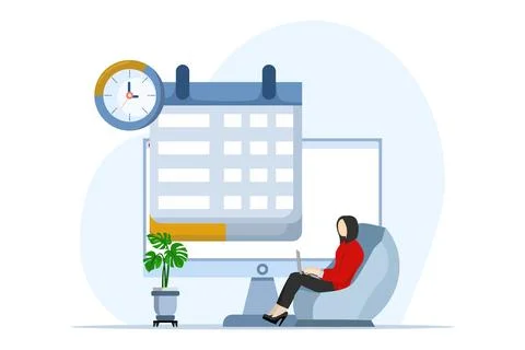 Planning schedule concept. characters make work planning. Stock Illustration