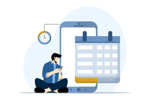 Planning schedule concept. characters make work planning. Stock Illustration