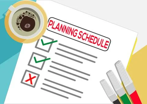 Planning Schedule or plan icon concept. One task failed. Stock Illustration