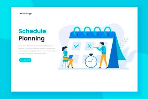 Planning schedule or time management landing page concept Stock Illustration