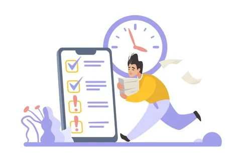 Planning schedule scene. Time management concept. Goals organizing. Tasks Stock Illustration