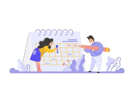 Planning schedule scene. Time management. Effective organizing. To do list. Task Stock Illustration