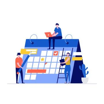Planning schedule vector illustration concept with characters. Modern vector  Stock Illustration