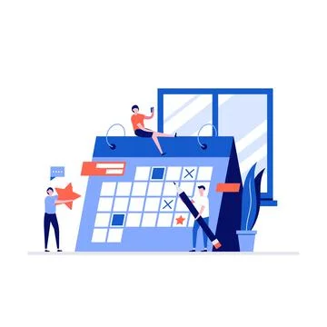 Planning schedule vector illustration concept with characters. Modern flat st Stock Illustration