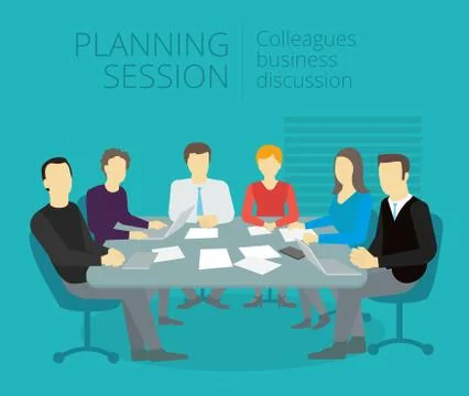 Planning session People work at the table Stock Illustration