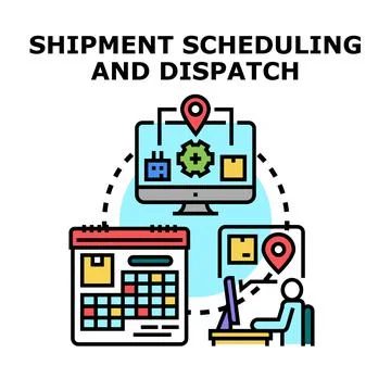 Planning shipment scheduling and dispatch logistic operations Stock Illustration