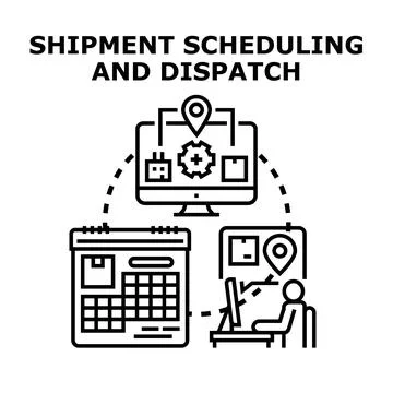 Planning shipment scheduling and dispatch logistic operations Stock Illustration