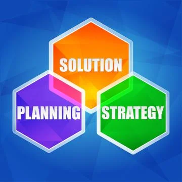 Planning, solution, strategy in hexagons, flat design Stock Illustration