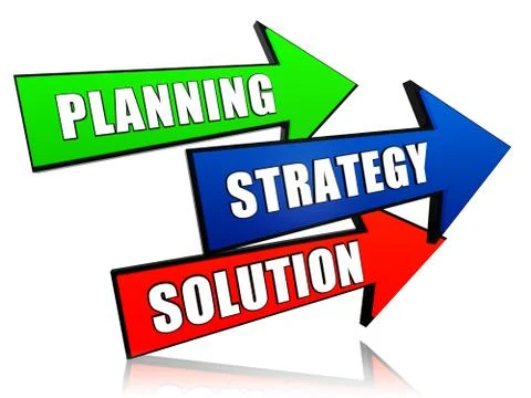 Planning, strategy, solution in arrows Stock Illustration