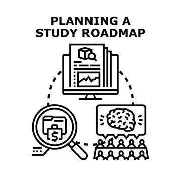 Planning study roadmap achieving educational business goals Stock Illustration