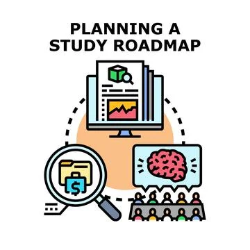 Planning study roadmap achieving educational business goals Stock Illustration