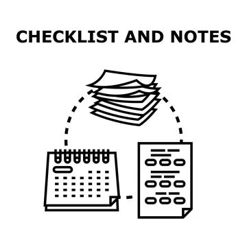 Planning tasks with notes and managing documents Ilustración de archivo