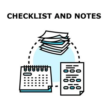 Planning tasks with notes and managing documents Stock Illustration