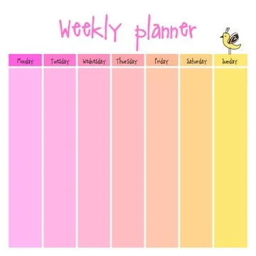 Planning template. Note paper, Notes, to do list. Organiser. Note paper. We.. Stock Illustration