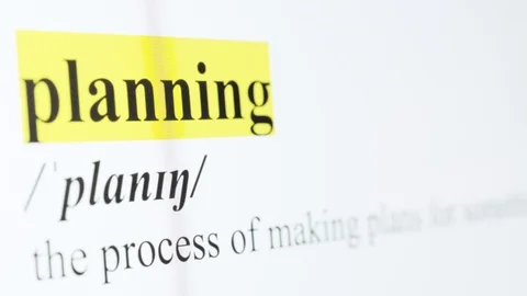 Planning Text Macro Shot Highlighted in Yellow Color On Computer Screen Stock Footage 123224393