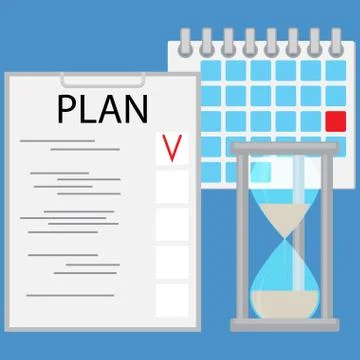 Planning time business concept flat Stock Illustration