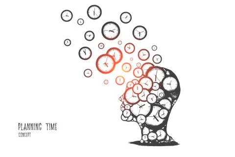 Planning time concept. Hand drawn isolated vector. 스톡 일러스트