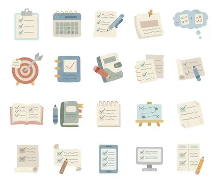 Planning timing set in scandinavian style Stock Illustration
