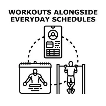 Planning training with digital schedule and fitness app Stock Illustration