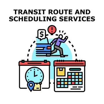 Planning transit route and delivery scheduling services Stock Illustration