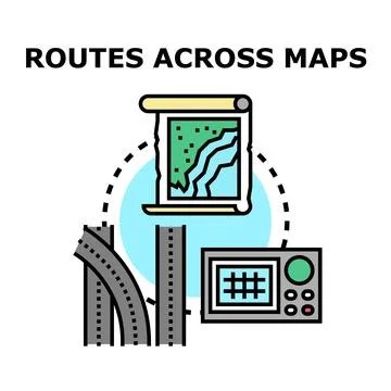Planning travel route using digital and paper maps Stock Illustration