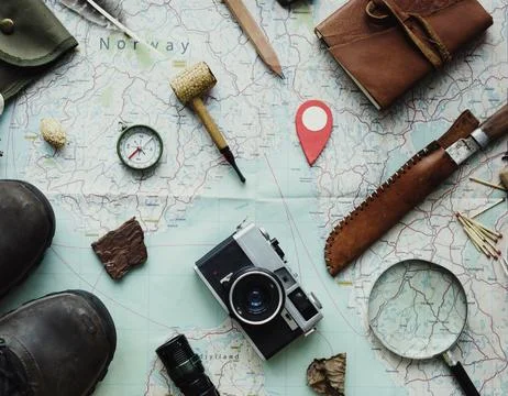 Planning for the trekking trip Stock Photos