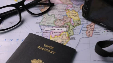 Planning a Trip to Botswana on World Map Editorial Stock Footage 340608148