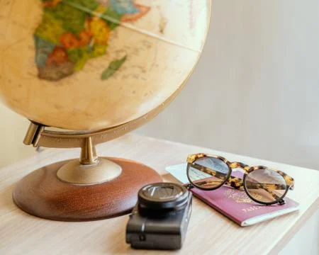 Planning a trip with a camera 写真素材