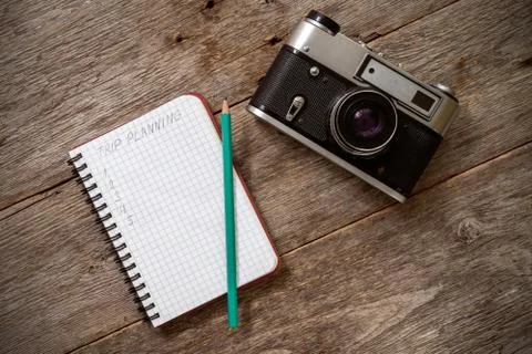 Planning trip on notebook Stock Photos